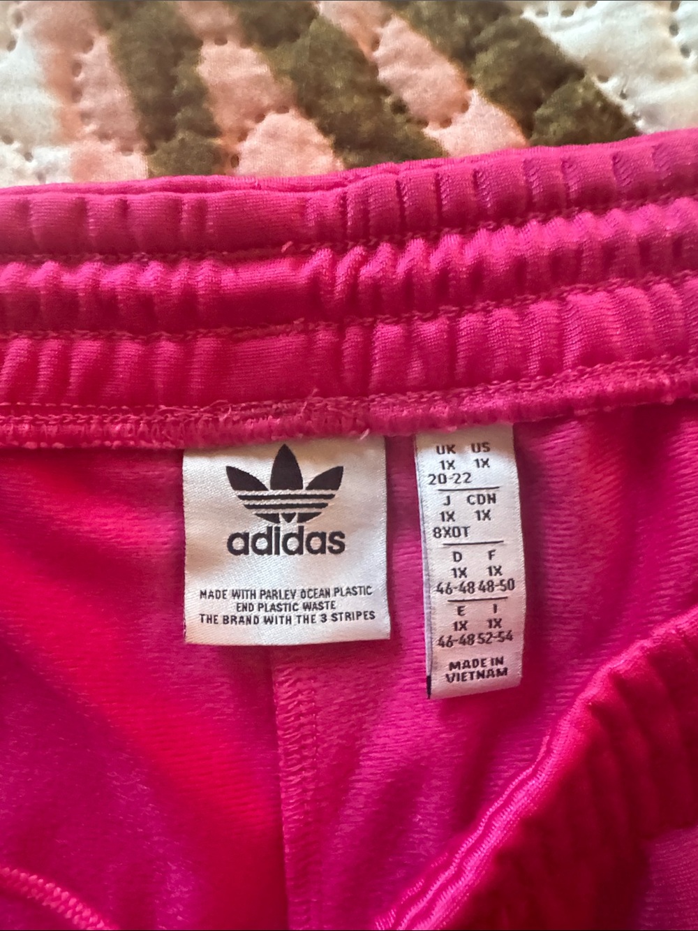 adidas women’s Bright Pink Track Pants with White Side Stripes - Picture 2 of 5